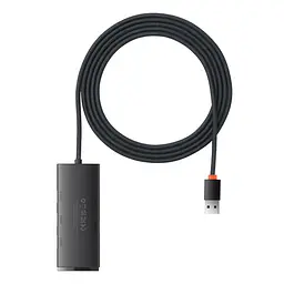Концентратор - USB-хаб Baseus Lite Series 4-Port USB-A HUB Adapter (USB-A to USB 3.0*4) 2 метри чорний WKQX030201 - мініатюра 4