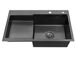 Кухонна мийка Kroner KRP PVD Schwarze - 7848RHM (3,0/1,0 мм) (CV030024) - мініатюра 2