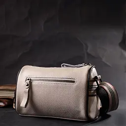 Цікава сумка для жінок з акцентом посередині із натуральної шкіри Vintage 22361 біла - мініатюра 10