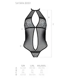Сітчасте боді з мереживом на грудях Passion SATARA BODY L/XL black - мініатюра 5