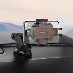 Автотримач для телефону Hoco H65 на торпеду/лобове скло (на присосці) 4.5-7" Чорний-червоний - мініатюра 2