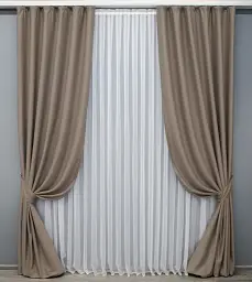 Комплект штор VR-Textil Midnight блекаут 2 шт 150x290 см капучино (1674ш) - мініатюра 2