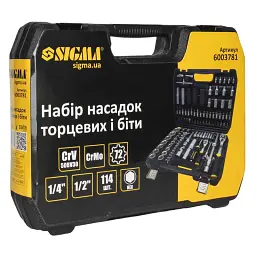 Набір інструментів Sigma насадок торцевих та с1/4" 1/2" 114 шт CrV (6003781) - мініатюра 5