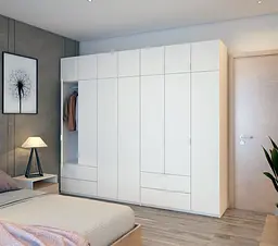 Розпашна Шафа для одягу Doros Лукас Білий 3+4 ДСП 280х50х240 (42005118) - мініатюра 4