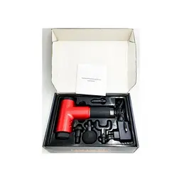Масажер Акумуляторний для тіла м'язовий портативний ручний 4 насадки Fascial Gun KH-320 червоний - мініатюра 6