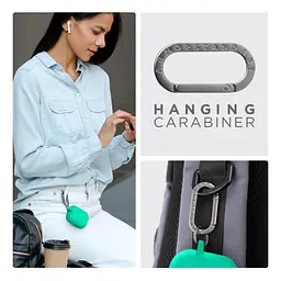 Силіконовий чохол для навушників Apple AirPods Pro 3, Hang Case, бірюзовий, ультратонкий захисний кейс товщиною 2 мм, захист від подряпин, пилу та ударів, компактний, з карабіном для кріплення, ArmorStandart (ARM88277) - мініатюра 6