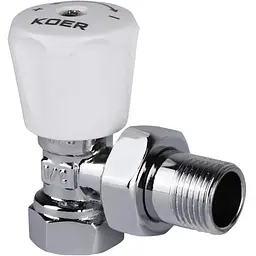 Вентиль Koer радіаторний кутовий хромований 1/2"x1/2" KR.901.CHR.W KR2820