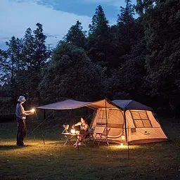 Чотиримісний намет з навісом Naturehike Village CNK2300ZP022 маленький (Коричнева) - мініатюра 8