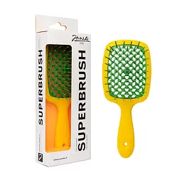 Гребінець для волосся Janeke Superbrush 1830 the Original Italian Patent Standart Жовта з зеленим