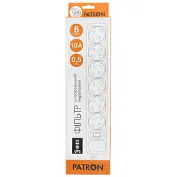 Мережевий фільтр живлення Patron 0.5 m3*1mm2 (SP-1062U) 6 розеток BLACK (EXT-PN-SP-1062U) - мініатюра 2