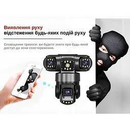 IP-камера вулична з потрійним об'єктивом XON Wi-Fi 1080P SmartCam (TCWEW23VB 3985) Чорна - мініатюра 4