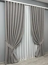 Комплект штор VR-Textil Ashen Night блекаут 2 шт 150x290 см бежево-сірий (1850ш) - мініатюра 3