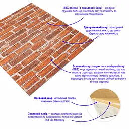 Декоративна 3D панель Sticker Wall 700x770x5мм Руда Катеринославська цегла 044 SW-00000037 - мініатюра 2