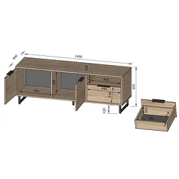 Тумба під телевізор Moreli Forte F-0007 у стилі Loft 1400х505х400 мм Бетон Тефра - мініатюра 2