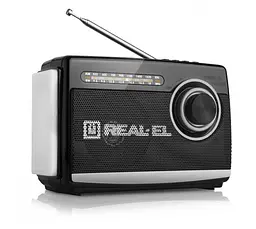 Радиоприемник портативный REAL-EL X510 Black с фонариком - мініатюра 1