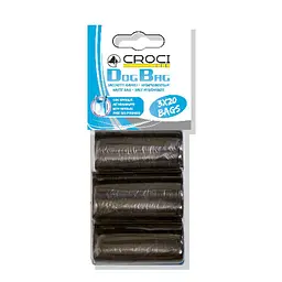 Пакети для прибирання фекалій собак Croci 3 рул. x 20 пак. Чорні паки