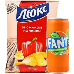 Набір: чипси Люкс зі смаком паприки 133 г + напій Fanta Orange 330 мл