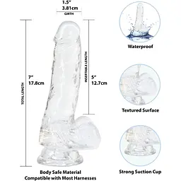 Фалоімітатор Addiction - Clear Dildo With Balls 7 - мініатюра 2