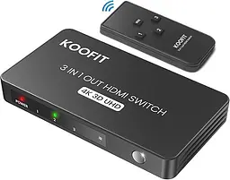 HDMI перемикач 3-в-1 з пультом 4K@60Hz HDR
