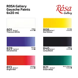 Набір гуашевих фарб 6х20 мл ROSA Gallery (4823098544753) - мініатюра 6