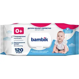 Дитячі вологі серветки Bambik із вівсяним молочком 120 шт.