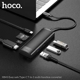 Адаптер хаб док-станція Hoco HB43 Easy safe Type-C 7 in 1 - мініатюра 4