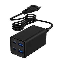 Зарядний пристрій Gembird 2xUSB-C PD65W + 2xUSB QC3.0 30W black (TA-UC-2A2C-PD65-01-BK)