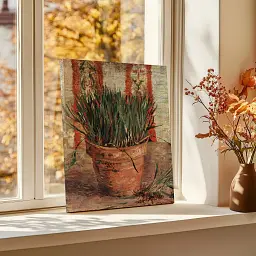 Інтер'єрна картина Горщик з цибулею, Вінсент ван Гог, Vincent van Gogh, Flowerpot with Chives, інтер'єрний декор, 60×45 см (id6819) - мініатюра 3