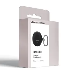 Силіконовий чохол для навушників HUAWEI FreeBuds 6, Hang Case, чорний, ультратонкий захисний кейс товщиною 2 мм, захист від подряпин, пилу та ударів, компактний, з карабіном для кріплення, ArmorStandart (ARM86142) - мініатюра 3