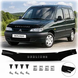 Дефлектор капота мухобойка Citroen Berlingo 1996-2002 Євро кріплення (Vip Tuning) CN06
