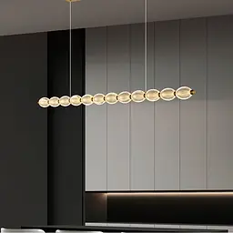 Led люстра з прозорими рельєфними кульками у латунному видовженому корпусі 120 см | Line F | Арт. MJ343-1200L AB