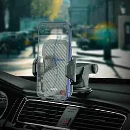 Автомобільний тримач для телефону Hoco CA76 Touareg one-touch center console car holder чорний - мініатюра 3