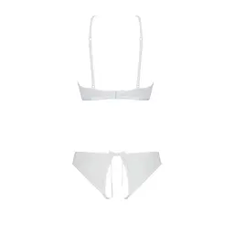 Комплект із бра, трусиків з ажурним декором та відкритим кроком Passion URSULA SET S/M, white - мініатюра 4