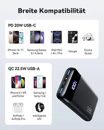 Павербанк Iniu 22.5W 20000mAh, зарядка через USB-C, 3 виходи, з підтримкою телефону - мініатюра 7