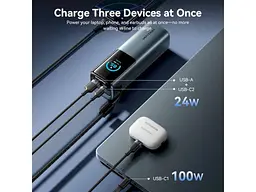 Зовнішній акумулятор (Power Bank) Vention 20000mAh 165W Gray (FKFH0) - мініатюра 2