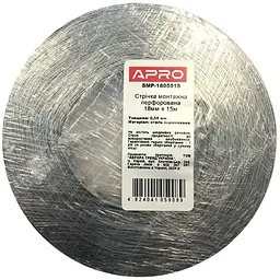 Стрічка стяжка перфорована пряма металева Apro 18 x 0.55мм x 15м