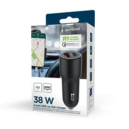 Зарядний пристрій Gembird 1xUSB-C PD20W + 1xUSB QC3.0 car adapter black (TA-UC-AC2PDQC38-CAR-01) - мініатюра 8