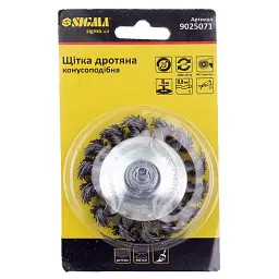 Щітка для електроінструменту Sigma дротяна конусоподібна 75мм хвостовик 6мм сталева кручена 9025071 (9025071) - мініатюра 6