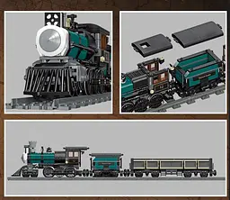 Конструктор паровоз із вагонами Jie Star 59001 Steam Train потяг залізниця локомотив ,560 детале - мініатюра 4