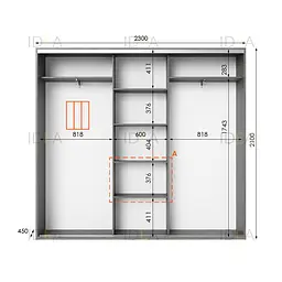 Шафа-купе Idea серія 6 230 x 45 x 210 см Венге темний Дзеркало - мініатюра 2