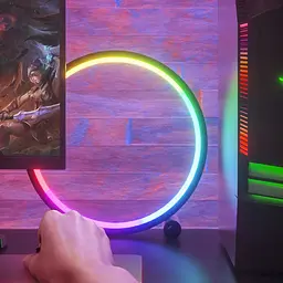Настільна LED лампа RGB Intelligent circular atmosphere light Bluetooth USB with app Black - мініатюра 5