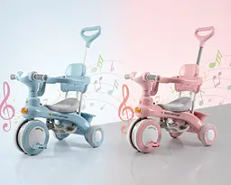 Триколісний велосипед Baby Carriage 588 / Велосипед з з батьківською ручкою та кошиком / Велосипед-коляска