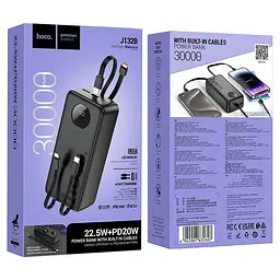 Акумулятор зовнішній Hoco j132B Sabio 30000mAh із вбудованим кабелем чорний - мініатюра 4