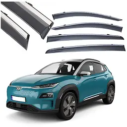 Дефлектори вікон вітровики Benke для Hyundai Kona 2019- Хром Молдинг Нержавіюча сталь 3D (BHYEN1823-W/S)