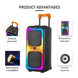 Вулична колонка на коліщатках XPRO NDR-1097 Bluetooth 8 дюймів 6000 Вт чорна (41190-NDR-1097_3911) - мініатюра 4