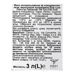 Вино Tini Grecanico Pinot Grigio, біле, сухе, 12%, 3 л (826485) - мініатюра 5