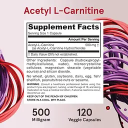 Ацетил L-карнітин Jarrow Formulas Acetyl L-Carnitine 500 мг 120 капсул - мініатюра 7