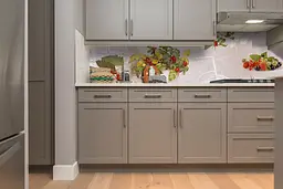 Кухонний фартух Осінні Ягоди вінілова наклейка ПВХ квіти натюрморт Бежевий 60х200 см Happy Pocket Z180823 - мініатюра 5