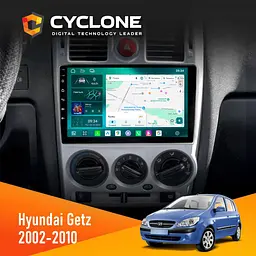 Штатна магнітола Hyundai Getz 2002-2010 Black Cyclone C9-013 4x64 DSP 4G Cyclone (НФ-00007251)