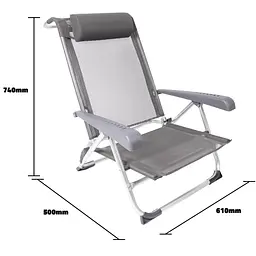 Крісло розкладне Bo-Camp Saint-Tropez Grey (1204796) - мініатюра 2